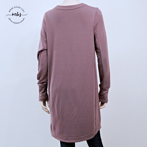 Athleta Balance Flora Mauve Heather Crew Neck Hidden Pockets Mini Dress Women M - Picture 6 of 10